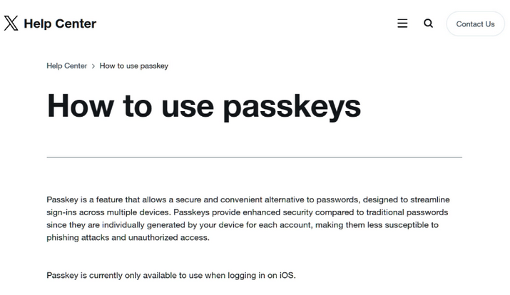 乡城苹果维修店铺分享iOS用户如何通过通行密钥(Passkey)登录 