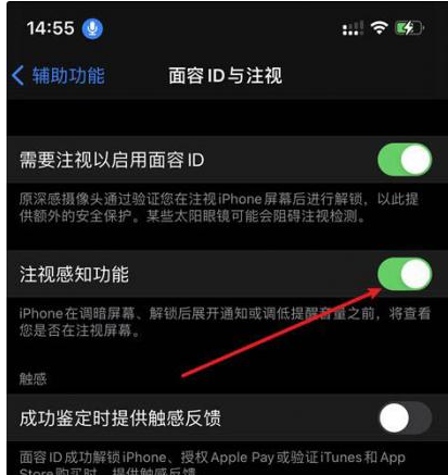 乡城苹果14维修网点分享iPhone14注视感知功能有什么用 